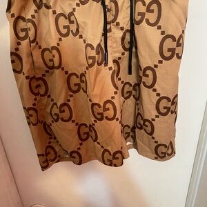 Gucci Tan and Brown Logo Men's Shorts